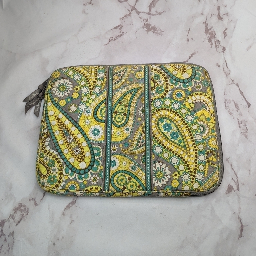 Vera Bradley Laptop Case Blue Yellow Paisley Tapestry Quilted Boho Hippie 11x14